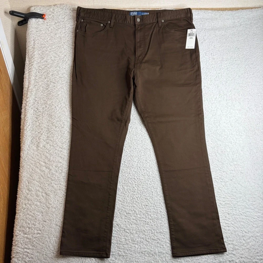 NEW Polo Ralph Lauren Sullivan Slim Fit Pants Mens 42x30 Brown Twill 5-Pocket